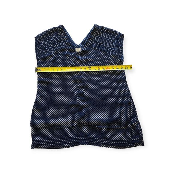 CONVERSE ONE STAR Navy Blue Patriotic Star Flowy Blouse V Neck Women Size M - Picture 3 of 6